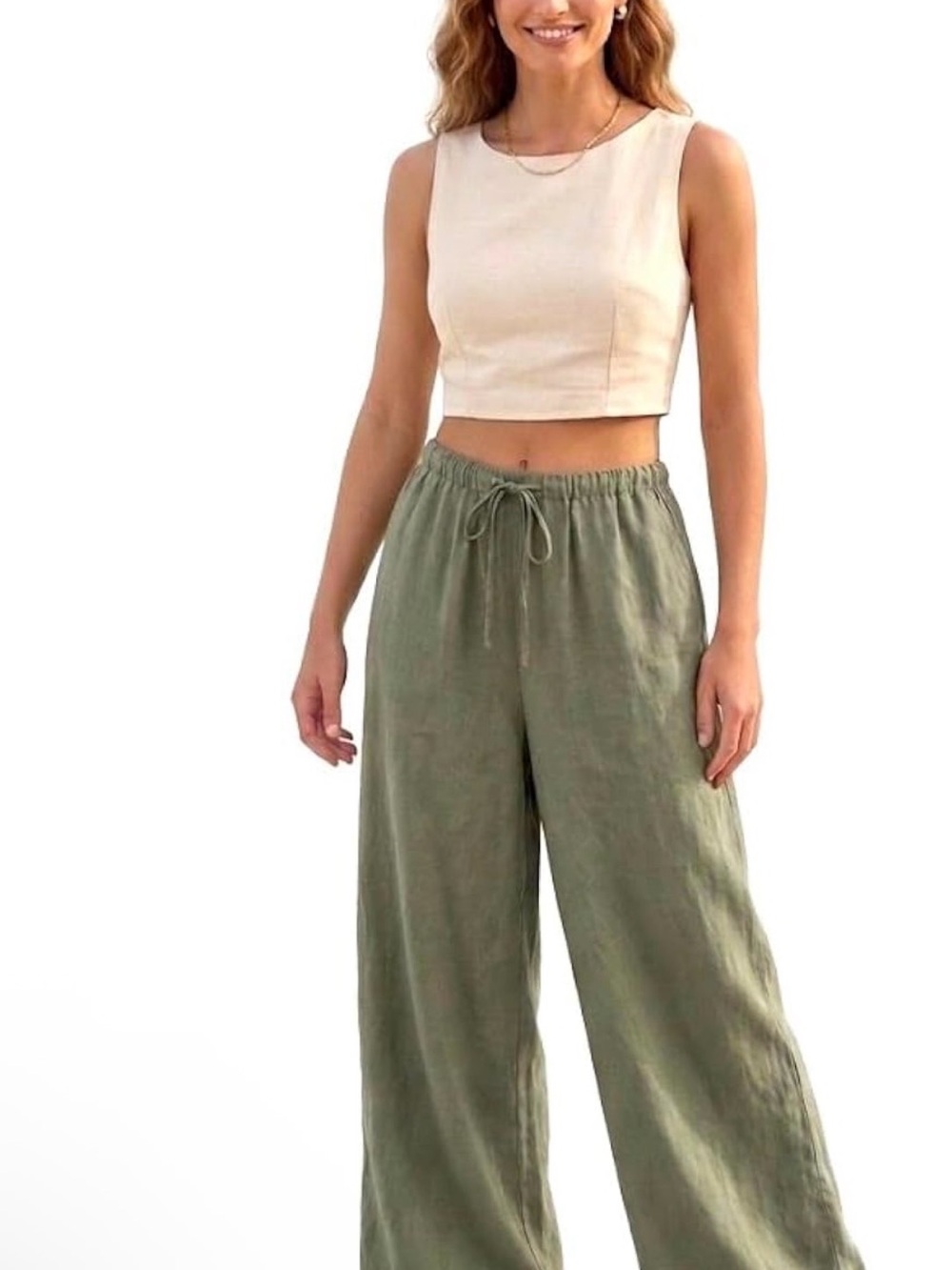 Luxury Linen Pants with Drawstring Loose Fit